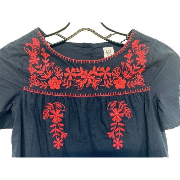 Gap Dress Girls Small Blue Embroidered Floral Cotton Boho EUC! - Picture 4 of 5